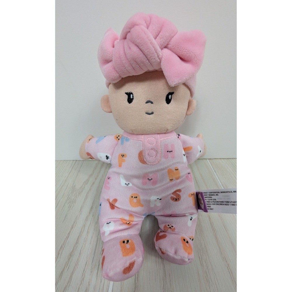Giggle Scape Plush Soft Little Baby Doll 8" Pink Alphabet Letter Print